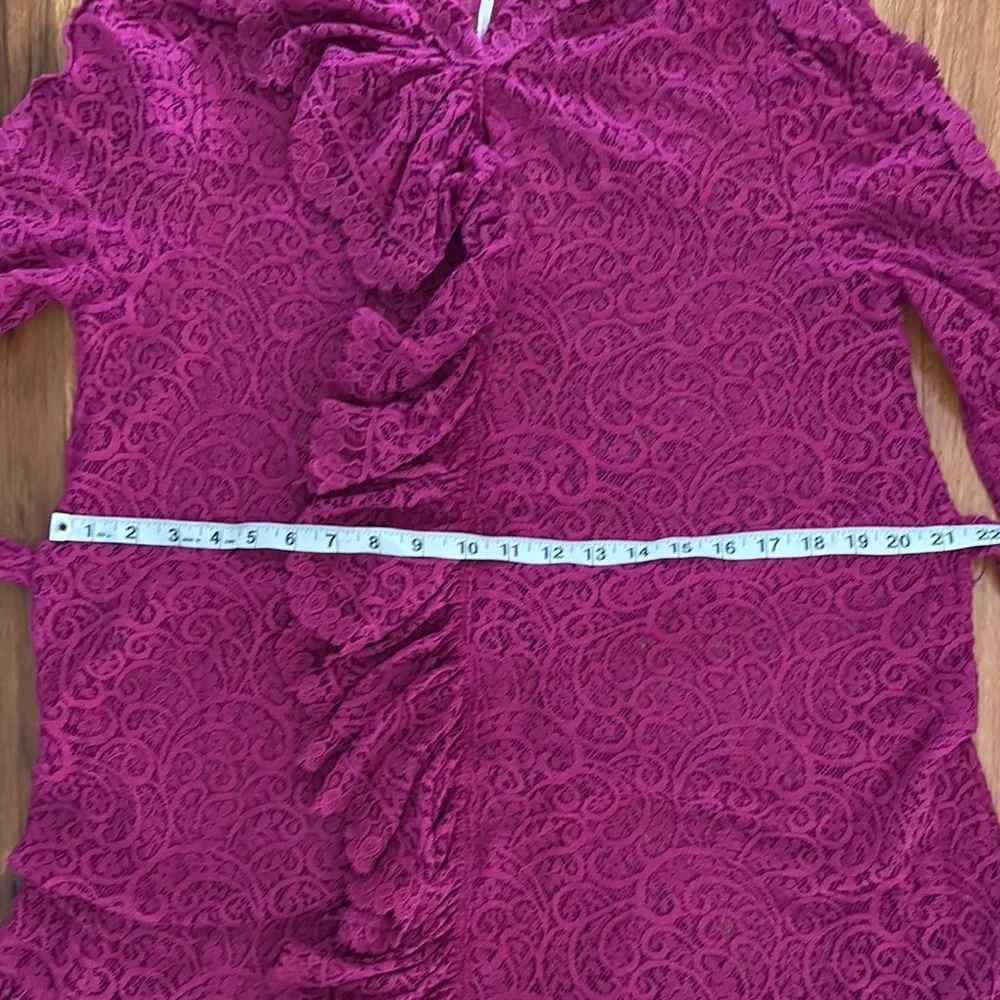 Free People Chic Magenta Lace Dress with Ruffles - Picture 9 of 11